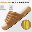 GPOS Womens Slides with Memory Foam Soft Cushioned Cozy House Slippers for Woman Comfy Open Toe Ladies Sandals Leather Slip on Bedroom Shoes Plantar Fasciitis Indoor Outdoor (8, Allkhaki)