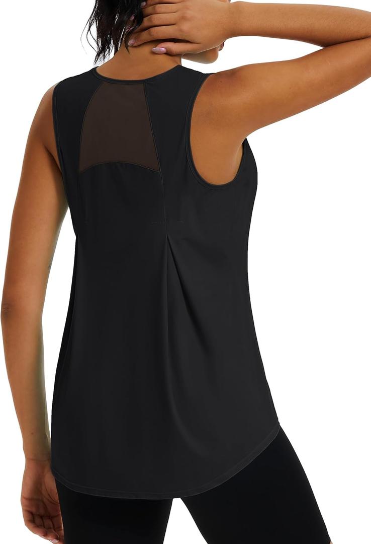 TACVASEN Women's Workout Tops Lightweight Racerback Sleeveless Breathable Shirts Athletic Running Yoga Gym Tanks for Women M