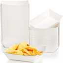 DEAYOU 250 Pack Small Paper Food Boats, 1 LB White Paper Food Tray, Disposable Paperboard Serving Basket for Nacho Fries, Greaseproof Fast Food Snack Holder Container for Party, Concession Stand