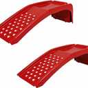 Set of 2 Heavy Duty Metal Car Ramps, Automotive Ramps, with 8000 LBS Capacity, 8 Inch Max Lift, 13 Inch Wide, for Automotive Vehicle Maintenance, Oil Change, Repair Ramp, Home Garage Use, Red