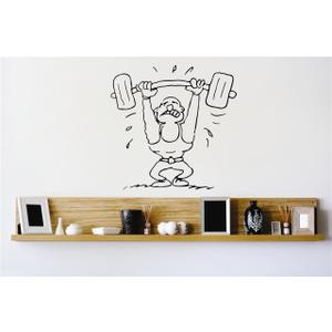 Design With Vinyl Wall Decal Body Builder Muscle Exercise Gym Stylish Bedroom Stickers Room Decoration - Size: 13 Inch X 20 Inch (Black)