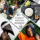 ILHSTY 32 Pcs Women Men Paisley Bandanas Bulk Unisex Cowboy Bandanas Head Scarf Necktie Face Cover Neon Party Supplies (Black)