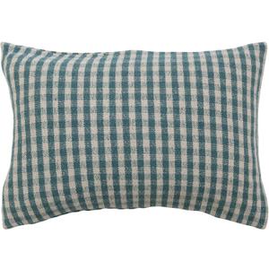 Pack Of 2 Creative Co-Op Woven Recycled Cotton Blend Lumbar, Teal and White Pillow Covers, 24" L x 16" W x 0" H, Multicolor