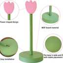 Paper Towel Holder Countertop, Cute Decorative Wooden Standing Paper Towel Roll Holder for Kitchen Bathroom, Bars & Dining Tables (Pink Flowers)