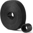 1in x 24ft | Hook and Loop Straps Heavy Duty | Double Sided Self-Gripping Strips | Reusable Multi-Purpose Wrap Roll for Home, Office, Data Center, and More (Black)