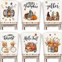 Moukeren Thanksgiving Chair Back Cover Set of 6 Fall Pumpkin Slipcovers Stretch Dining Chair Back Covers Farmhouse Removable Elastic Seat Protector for Home Thanksgiving Harvest Party Kitchen Decor