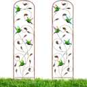 LEWIS&WAYNE 2 Pack Metal Garden Trellis with Colorful Hummingbird 60 Inch High Outdoor Decoration Arched Fence Trellis for Climbing Plants for Patio, Lawn, Yard, Backyard, Wall Brackets