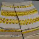 Boho Throw Pillow Covers 18x18 Set of 2 Farmhouse Decorative Cushion Case Striped Square Pillows Cover Chenille Pillow Cases Accent Neutral Pillowcase for Sofa Couch Bed, Yellow