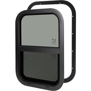 NOVINO RV Windows for Cargo Trailer, 15" W x 22" H RV Camper Cargo Trailer Windows Replacement, Vertical Sliding,Fit 15/16" or 1-3/8" Thick Wall,Allow Error 1/16,DOT Approved