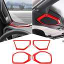 A Pillar Speaker Trim Cover & Roof Speaker Audio Trim Cover Ring Kit Decoration Interior Accessories for Jeep Wrangler JL JLU & Gladiator JT 2018-2022,Red