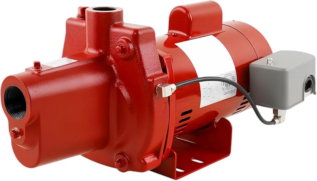 602208 Premium Cast Iron Shallow Well Jet Pump,RJS-100-PREM 1 HP, 23 GPM, 115/230 Volt,Red, for Home,Agriculture,Irrigation