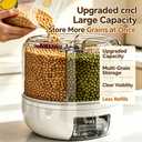 Gagee Rotating Grain Storage Container, 6 Grids 360° Rotating, Rice Dispenser, Proof Food Storage Organizer, For Grains, Beans, Peanut, Barley, Rice, Rotating White