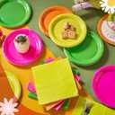 Zhehao 120 Pcs Disposable Paper Dessert Plates and Napkins Set, 7 Inch Party Cake Appetizer Plate with Napkin for Birthday Baby Shower Wedding Easter(Neon)
