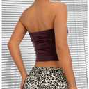 SOLY HUX Women's Faux Leather Crop Tube Top Strapless Sexy Going Out Bandeau Top Party Rave Concert Outfit Pure Black Large