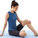 Women's Open Back Workout Tops - Sleeveless Yoga Tank Tops for Women, Moisture-Wicking Athletic Shirts for Running (Blue, L)