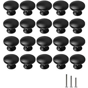 OctinPris 25x Matt Black Cabinet Hardware Round Mushroom Knob Drawer Handles 30mm/1.18" for Kitchen Cupboard Furniture Chest Door Dresser Bathroom 25Pcs