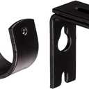 Amazon Basics Adjustable Curtain Rod Wall Bracket Hooks, Set of 2, Dark Bronze (Espresso)