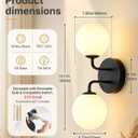 Yunnix Black Bathroom Vanity Light, Modern Globe Vanity Lighting Fixtures with Milk White Glass Shade, Mid Century Vanity Lights Wall Sconce Over Mirror for Bathroom Hallway Entryway (2 Pack)