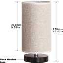 lifeholder Table Lamp, Bedside Nightstand Lamp, Simple Desk Lamp, Fabric Wooden Table Lamp for Bedroom Living Room Office Study, Cylinder Black Base