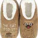 BenSorts Fuzzy Slipper Socks for Women Funny House Slippers with Grips (Brown)