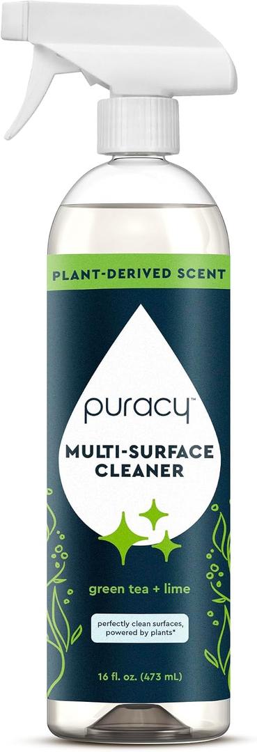 Puracy All Purpose Cleaner Spray Plant-Powered Multi-Surface Cleaner - Surface Cleaner Solution As Seen on TikTok (Green Tea & Lime, 16 fl oz, 1 Pack)