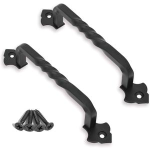 OVOV 2 Pack Barn Door Pull Handle Hardware for Wooden Garden Gate Shed Cabinet Door (5inch) (Black)