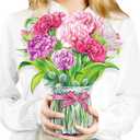 Airpark Pop Up Flower Card, 10 Inch Carnation 3D Paper Flowers Bouquet, Popup Greeting Cards with Blank Note Card & Envelope, Birthday, Graduation Decorations, Get Well Soon, Thank You Gifts for Women Mother