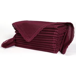 Ramanta Home Linen Flax Cloth Napkins Set of 12| 18x18 Inch | Premium Cotton Linen Flax Lace Soft & Durable | Washable Ideal for Everyday Use Parties Thanksgiving Christmas Halloween Burgundy
