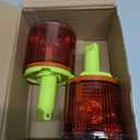 Kittmip 2 Pcs Solar Strobe Warning Traffic Light 360 Degree Single Column IP65 Waterproof Emergency Strobe Flashing Barricade Safety Road Construction Traffic Light(Red,Stand)