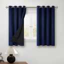 BGment Short 100% Blackout Curtains for Bedroom, Thermal Insulated Energy Efficiency Noise Reducing Grommet Curtains 45 Inch Length with Liner for Small Window 2 Panels Each 52 Inch Wide, Navy Blue