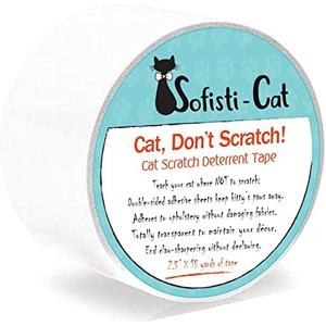 Sofisti-Cat Training Tape, Cat Tape for Furniture, Scratch Deterrent Keep Cats from Scratching Furniture with Our Double -Sided Repellent, 2.5" x 15' Roll