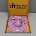 Dressfan Womens Church Derby Fascinator Hats,20s 50s Linen Feather Vintage Feather Wedding Tea Party Derby Hats (Purple)