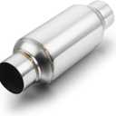 A-KARCK 2.5" Inlet Exhaust Resonator, 2.5" Inlet 2.5" Outlet 11.5" Overall Length Muffler Resonator Stainless Steel Polished