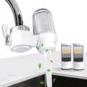 Rossesay Water Filter for Sink with 2 Replacement Filter Faucet Water Filter Faucet Water Purifier Water Filtration System Reduce Chlorine and Bad Odor Impurities for Tap Kitchen Bathroom Tub
