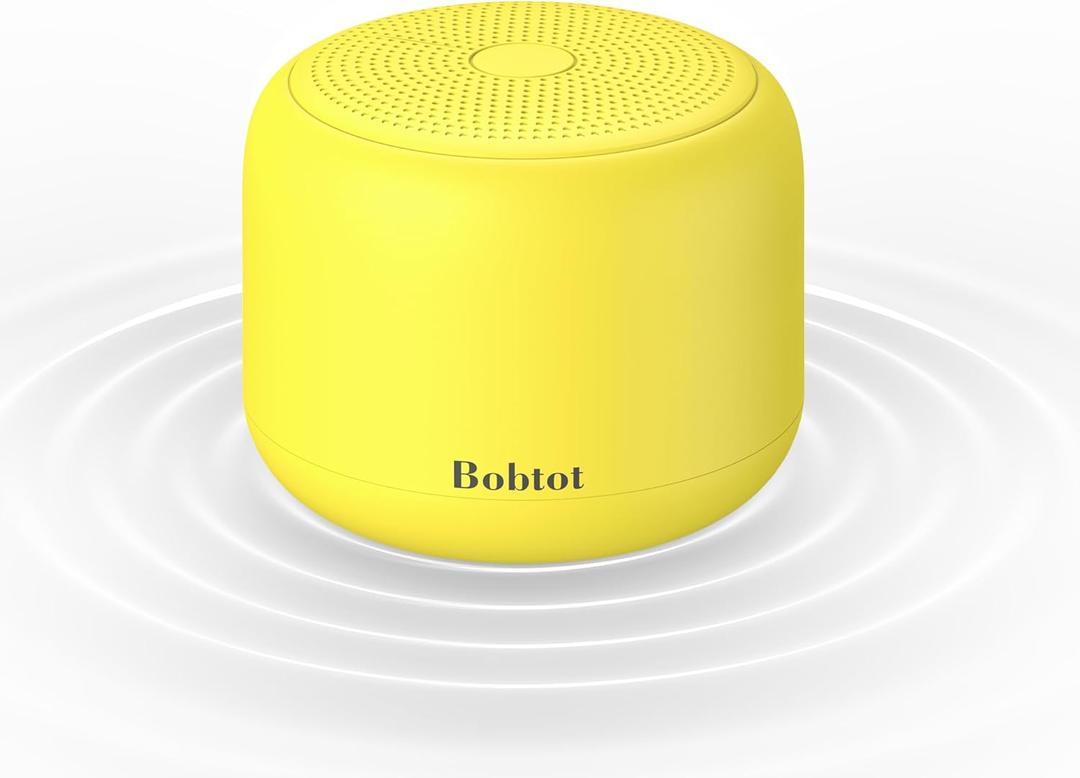 Bobtot Portable Bluetooth Speakers with Strap Easy to Carry, Wireless Waterproof Mini Speaker with Loud Stereo Sound, 20 Hours Playtime, Rechargeable Battery, Built-in Microphone, Yellow