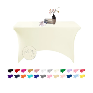 Spandex 4ft Waterproof Table Cover for Party, Wedding, Banquet, and Events (Set of 2, Ivory)