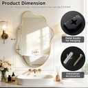Gold Mirror Irregular Wall Mirror, Asymmetrical Mirror, Irregular Bathroom Mirror, Decorative Wall Mirror, Wavy Abstract Mirror for Bedroom, Bathroom & Hallway (24"x36", 1 Pack)