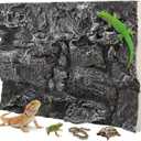 Toddmomy Rock Terrarium Background 3D Reptile Habitat Backgrounds, 17.7x11.8in Decorative Backdrop for Tanks Bearded Dragons Lizard Gecko Spider Chameleon Turtle Fish