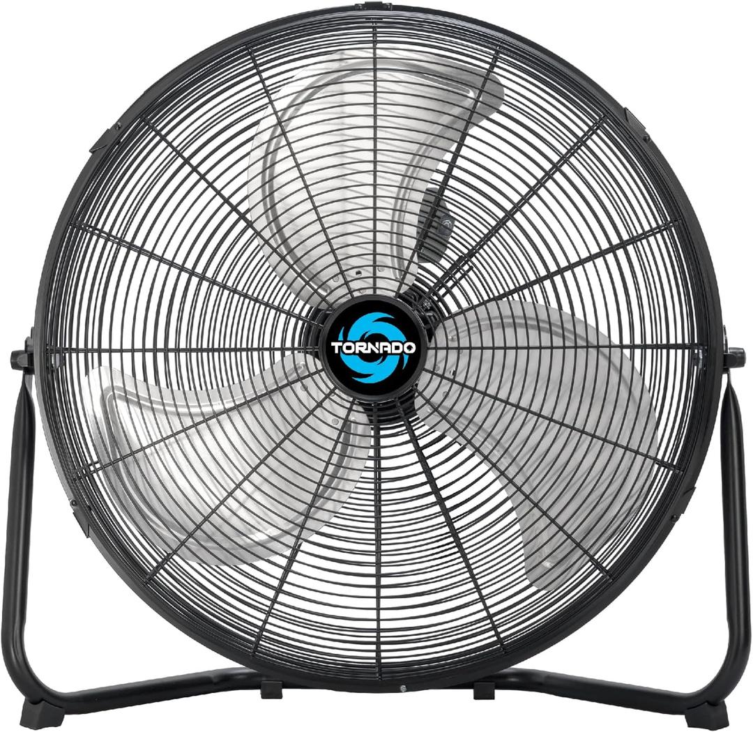 Tornado 20 Inch High Velocity Metal Floor Fan, 3-Speed Powerful Cooling for Industrial, Commercial, and Home Spaces, 120Tilt, 6.0 FT Cord - UL safety Listed, Black