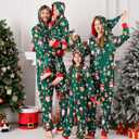 Christmas Onesie Pajamas Family Vacation Novelty One-piece Hooded Matching PJs Allover Pattern Sleepwear Nightwear (Small, Green Star Gnome)