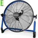 20" Portable Battery Operated Floor Fan, High Velocity Battery Fan, Rechargeable Wireless Battery Powered Fan, Waterproof, USB Output, 360°Adjustable Tilt for Home Outdoor Garage Greenhouse, Blue 20" Fan