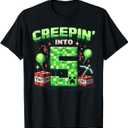 It's My 5th Birthday Boy Gamer Creepin’ Into 5 Gamer Pixel T-Shirt, XS