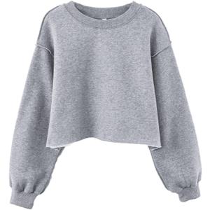 Amazhiyu Women Cropped Sweatshirt Long Sleeves Pullover Fleece Crop Tops (Medium, Heather Grey) Amazhiyu Women Cropped Sweatshirt Long Sleeves Pullover Fleece Crop Tops (Medium, Heather Grey)