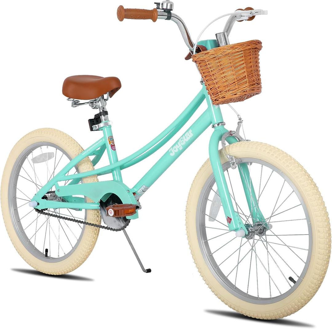 JOYSTAR Girls Bike for 2-12 Years Old Toddlers and Kids, 20" Retro Style Kids Bike with Training Wheels, 20 Inch Children Bicycle with Kickstand (Mint Green, 20 Inch with Training Wheels & Kickstand)