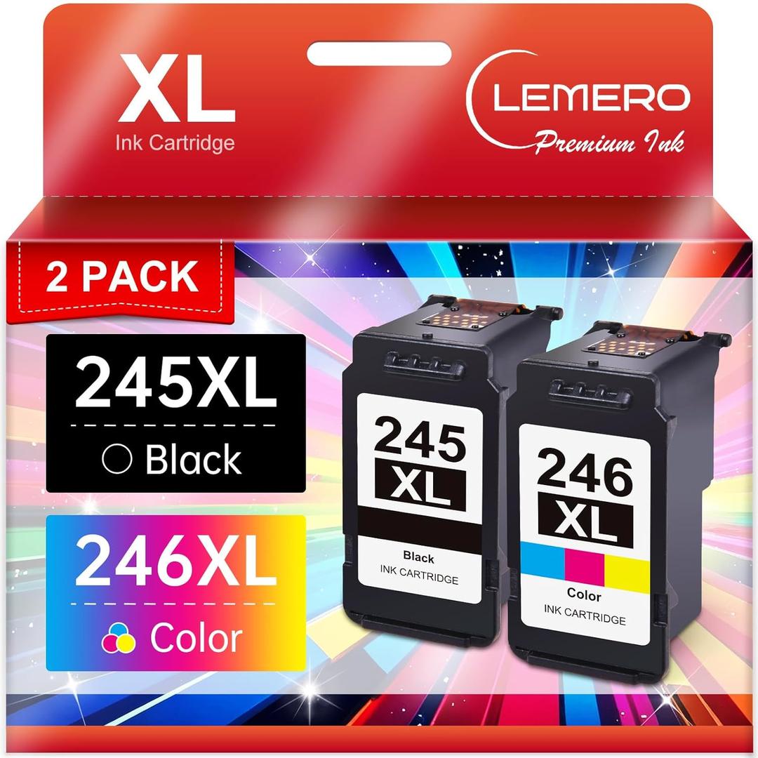 LEMERO 245XL Ink Cartridge PG-245 CL-246 Replacement for Canon Ink 245 and 246, Compatible with Canon 245XL 246XL, Combo Pack for Pixma MX490 MX492 MG2522 TR4522 TR4520 TS3122 TS3322 Printers (Black, Multicolor)
