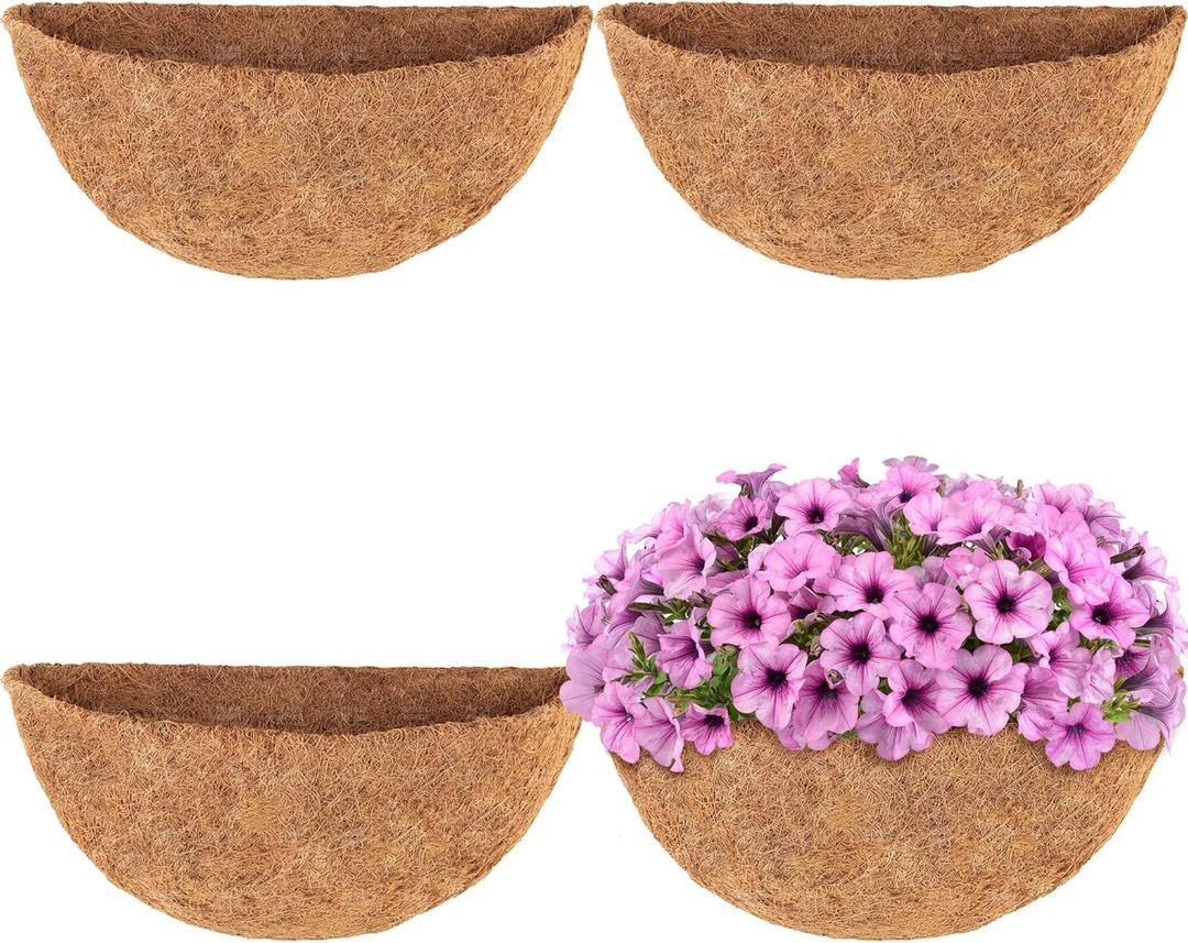 HFHOME 4 PCS 12 Inches Half Round Coco Liner, 12" Half Circle Wall Planter, Coco Fiber Replacement Liners for Wall Hanging Baskets