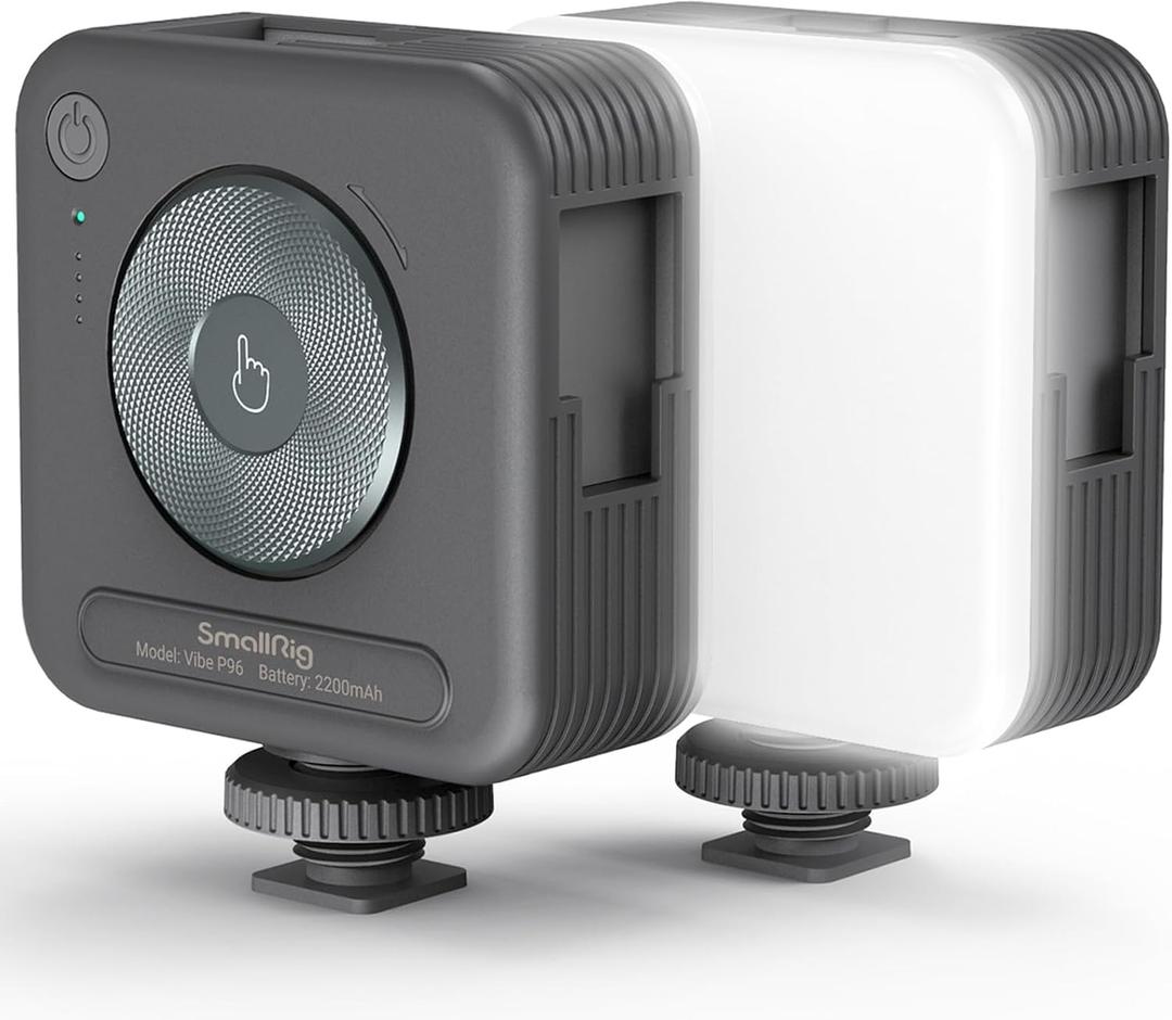 SmallRig P96 LED Video Light, Portable Camera Lights, 96 LED Beads for Photography Video Lighting, Rechargeable 2200mAh CRI 95+ 2700-6500K w 3 Cold Shoe (Gray)