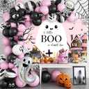 2 x Mocsicka A Little Boo is Almost Due Backdrop Banner Pink Halloween Baby Shower Decorations Backdrop Cute Ghost Castle Little Boo Baby Shower Decorations Photo Booth Props 70.8 x 43.3 Inch