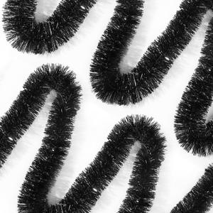 50 Feet Christmas Tinsel Garland Black Garland Xmas Tree Decoration Metallic Twist Streamers for Christmas Party Supply Birthday Party Decorations (3.54" x 50', Black)