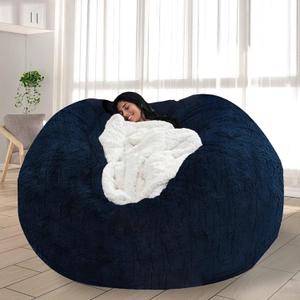 Bean Bag Chair for Adults Kids No Filling Soft Oversized Round Bean Bag Couch Lazy Sofa Cover Love Sack for Bedroom Reading Chair, 5FT, Dark Blue
